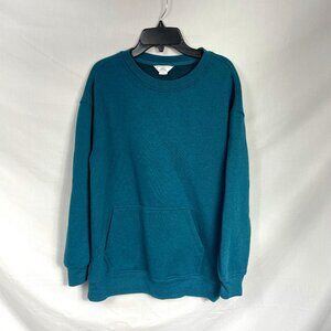 Danskin Women's Blue Oversized Crew-neck Thick Sweatshirt With Pocket Size S